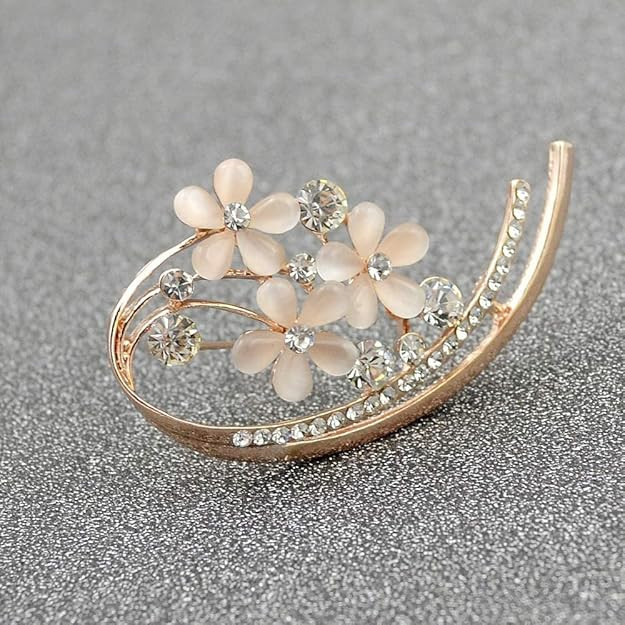 YouBella Stylish Floral Jewellery Gold Plated Brooches for Women (Golden)