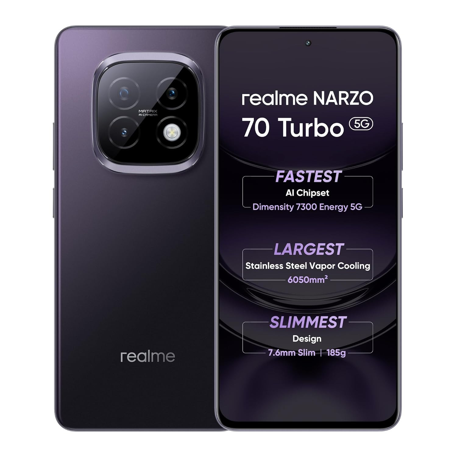 realme NARZO 70 Turbo 5G (Turbo Purple,6GB RAM,128GB Storage) |