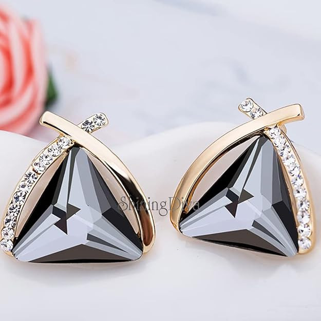 Shining Diva Fashion 18k Gold Plated Latest Crystal Earrings For Women and Girls