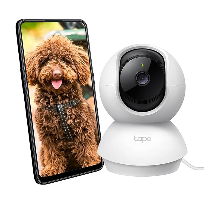 Security Wi-Fi Smart Camera| Alexa Enabled| 2-Way Audio| Night Vision| Motion Detection| Sound and Light Alarm| Indoor CCTV White