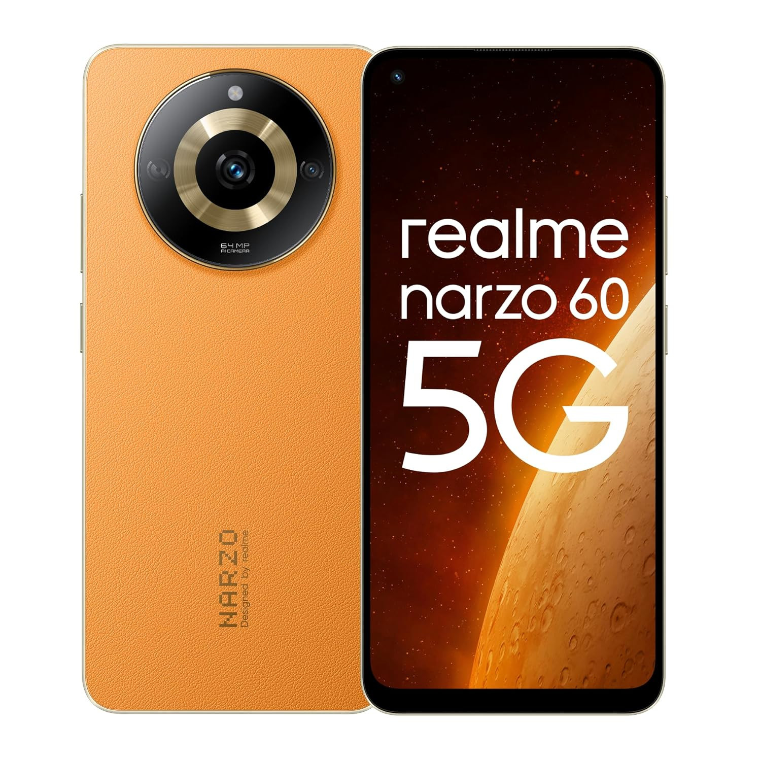 realme narzo 60 5G (Mars Orange,8GB+128GB) 90Hz Super AMOLED Display | Ultra Premium Vegan Leather Design