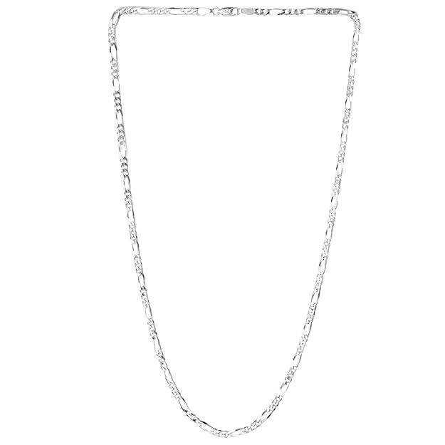I JUELS ; LIVE THE EMOTIONS 925 Sterling Silver 2MM Italian Silver Figaro 22" Chain for Men and Women - IJSC013