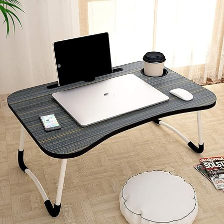 Metal Smart Multipurpose Foldable Laptop Table With Cup Holder, Study Table/Bed Table/Breakfast Table, Foldable & Portable/