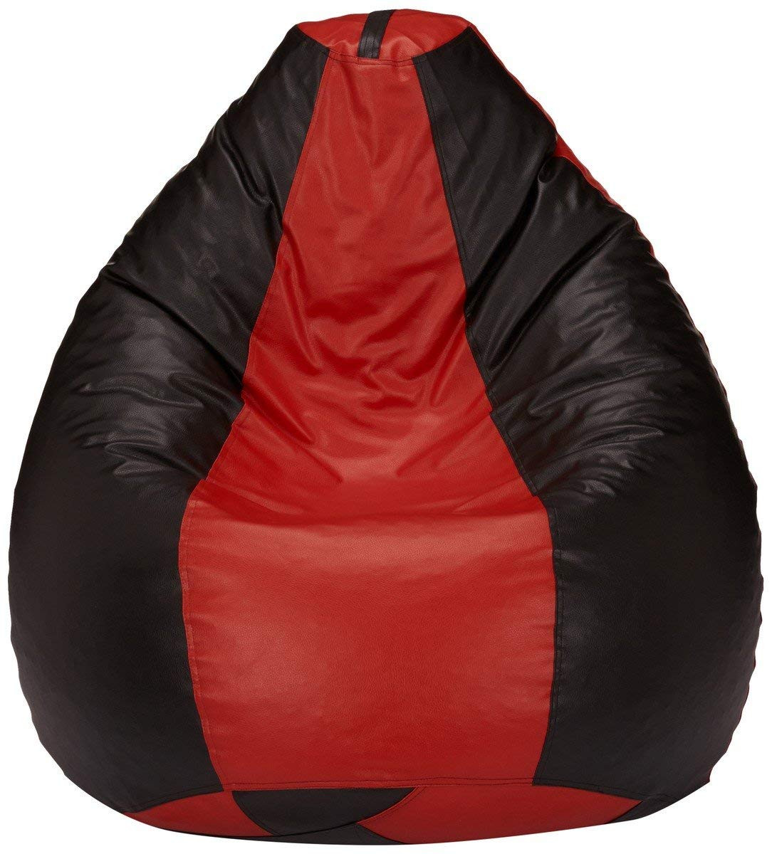 Amazon Brand - Solimo XXL Bean Bag Cover Without Beans (Red and Black, Faux Leather)