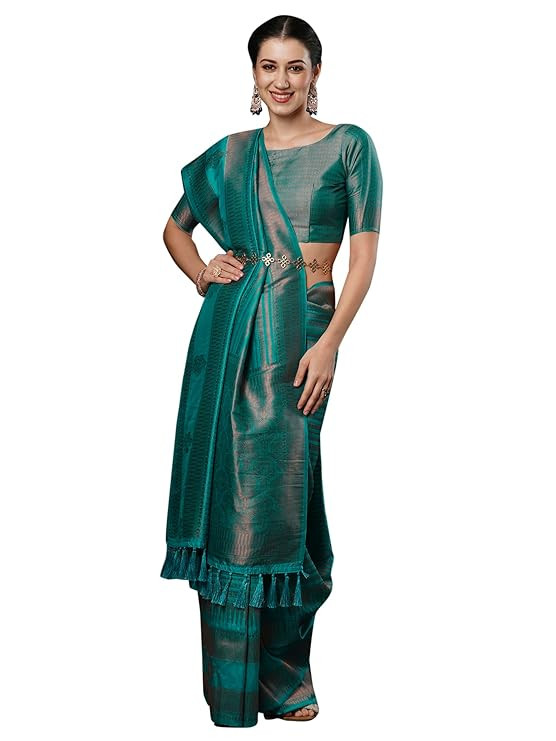 AKHILAM Women's Georgette Floral Printed Saree With Unstitched Blouse Piece
