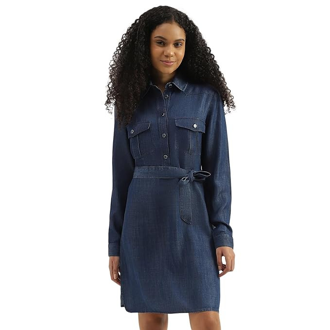 UNITED COLORS OF BENETTON Solid Spread Collar Shirt Dress