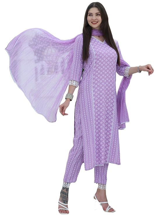 ANNI DESIGNER Women's Cotton Blend Kurta with Pant & Dupatta