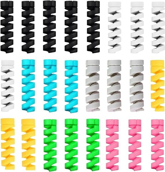 25 Pcs Spiral Cable Protectors & Wire Protectors Spring Wire for All Wired Accessories for USB Charger
