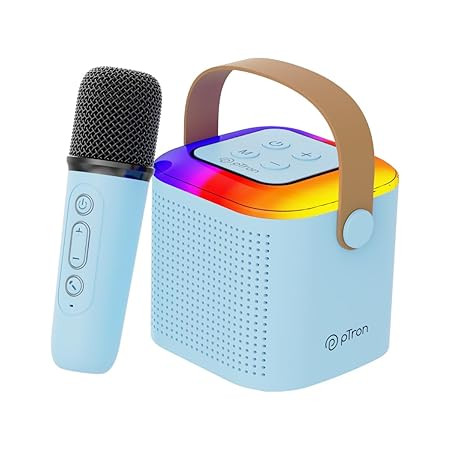 Newly Launched Fusion Tunes 10W Mini Bluetooth Speaker with Wireless Karaoke Mic, 8Hrs Playtime, Vivid RGB Lights, Voice Effects, Multi-Play Modes BT5.1