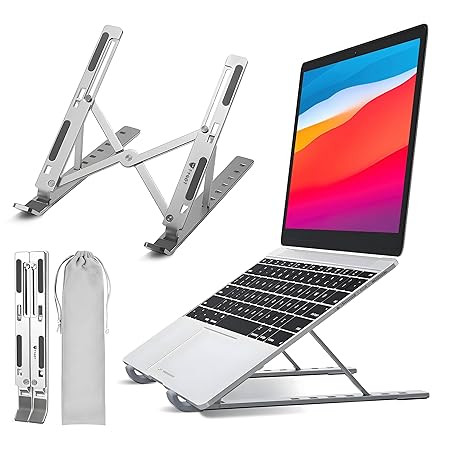 6 Angles Adjustable Aluminum Ergonomic Foldable Portable Tabletop Laptop/Desktop Riser Stand Holder Compatible for MacBook, HP