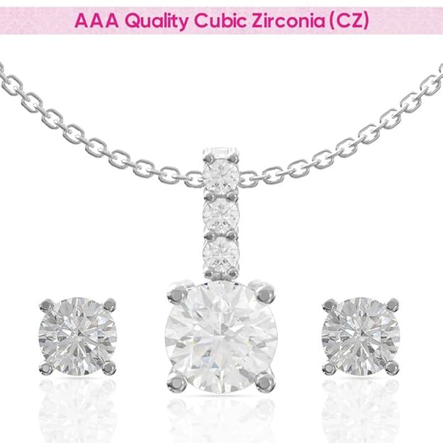 ANAYRA 925 Sterling Silver Fancy Pendant Set for Women | Hallmark Certified Silver Pendant Set | Silver Jewellery for Women| Great for Gifting