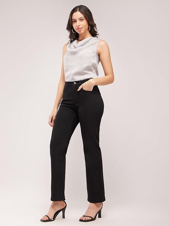 FableStreet High Rise Bootcut Jeans - Black